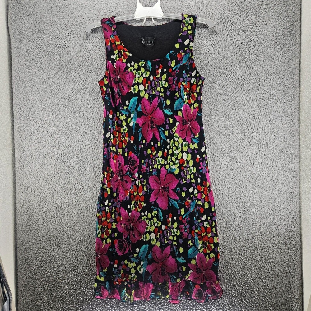 Connected Dress Small Petite Sleeveless Colorful Floral Print Sheer Lined - S